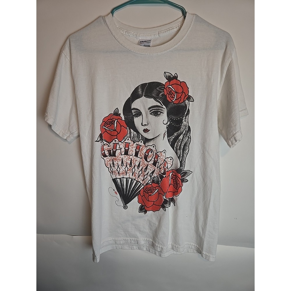 Gallows Tattoo Lady T Shirt Size Small White Gildan British Hardcore Punk Roses